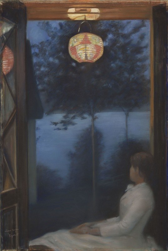日本灯笼`A Japanese Lantern (1886) by Oda Krohg