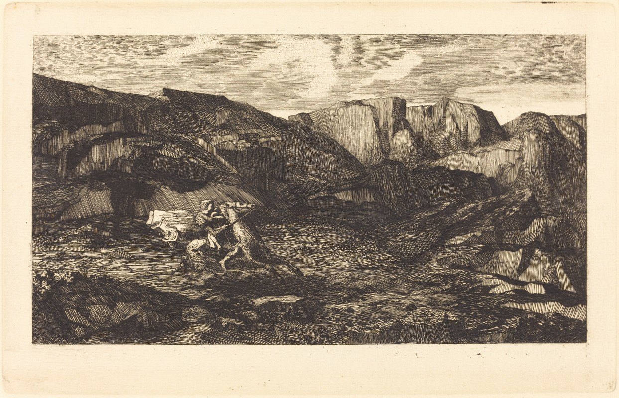 恐惧（恐惧）`La Peur (Fear) (1865) by Odilon Redon