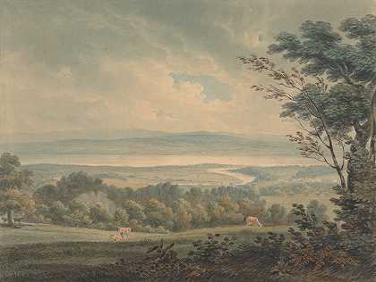切普斯托附近塞文河和怀伊河的交汇处`The Meeting of the Rivers Severn and Wye, near Chepstow (1795) by Edward Dayes