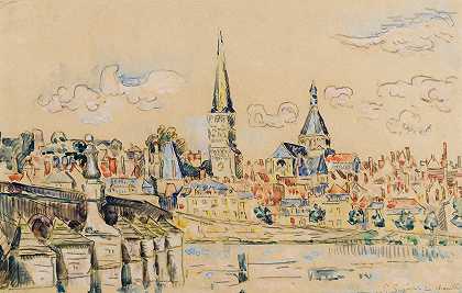 卢瓦尔河慈善`La Charité Sur Loire (circa 1925) by Paul Signac