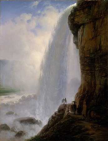 尼亚加拉瀑布下`Underneath Niagara Falls (1862) by Ferdinand Richardt