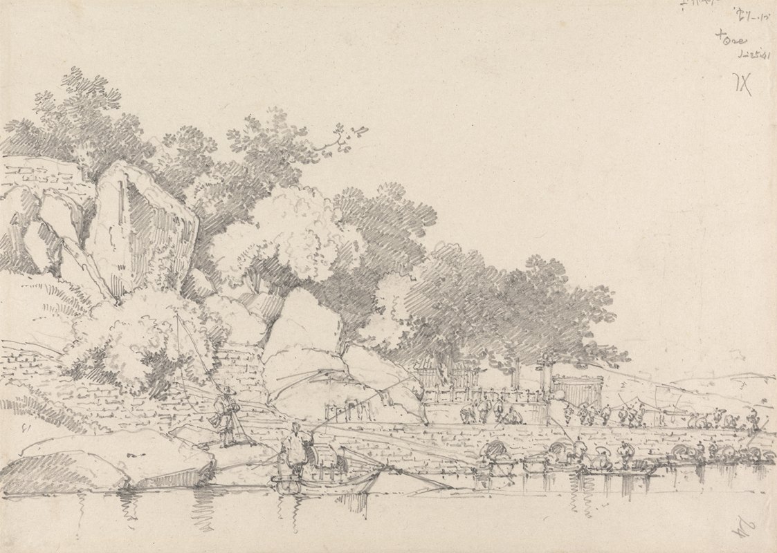 澳门内港立屋`Lap House, Inner Harbour, Macau (1841) by George Chinnery