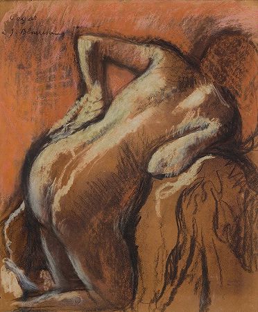 洗澡后，女性S擦拭`Après le bain, femme sessuyant (1892) by Edgar Degas