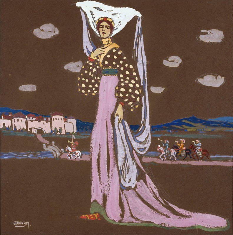 夜（行走的女士）`The Night (Walking Lady) (1903) by Wassily Kandinsky