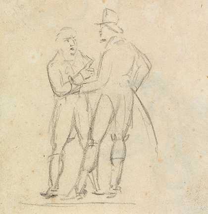 研究两个站着交谈的男人`Study of Two Men Standing, While in Conversation by Benjamin Robert Haydon