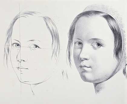 朱利安s对PL15的研究`Juliens Studies of Heads pl 15 (1840) by Bernard-Romain Julien