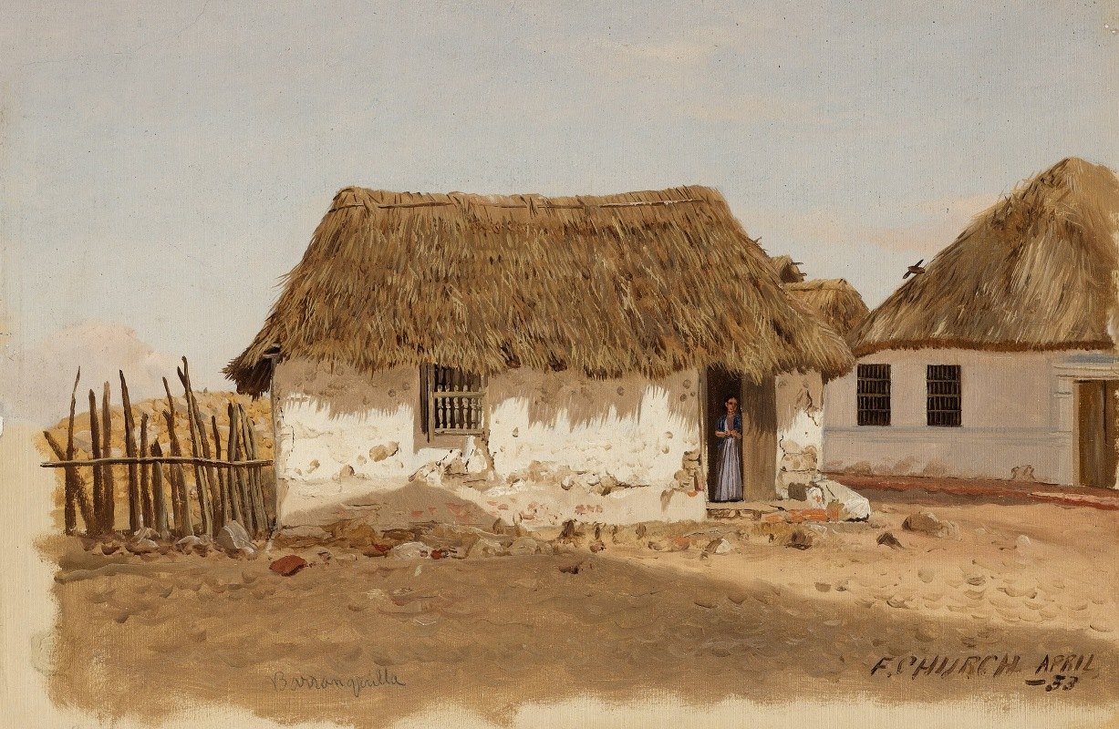 哥伦比亚，巴兰基拉，两栋房子`Colombia, Barranquilla, Two Houses (1853) by Frederic Edwin Church