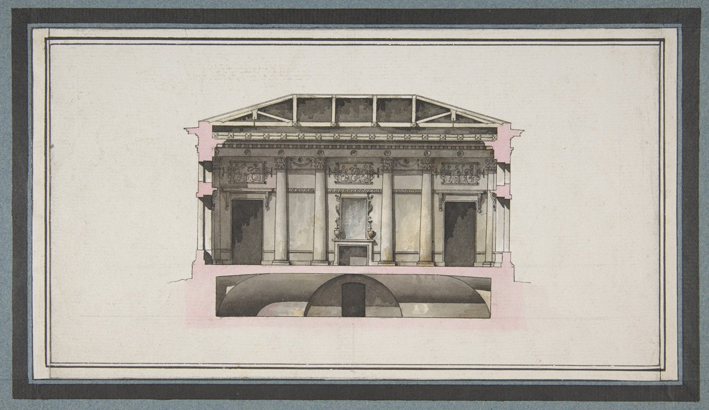 沙尔斯科塞洛亚历山大宫项目（部分）`Project for the Alexander Palace, Tsarskoe Selo (Section) (1744–1817) by Giacomo Quarenghi