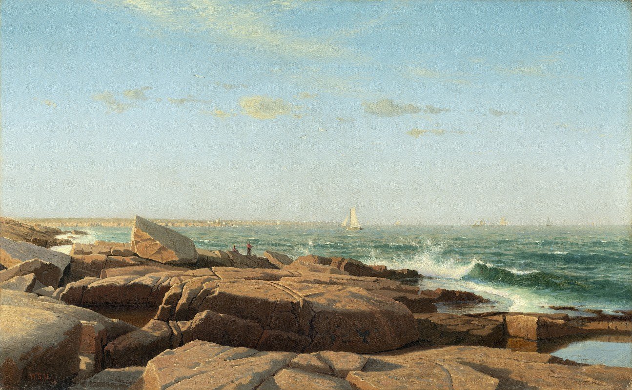 纳拉甘塞特湾`Narragansett Bay (1864) by William Stanley Haseltine