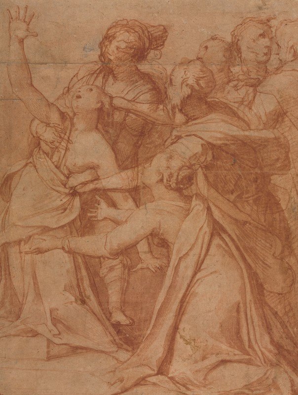 圣菲利普·贝尼齐的奇迹：一个恶魔般的女人的康复`A Miracle of Saint Philip Benizzi: The Healing of a Demoniac Woman (c. 1557) by Taddeo Zuccaro