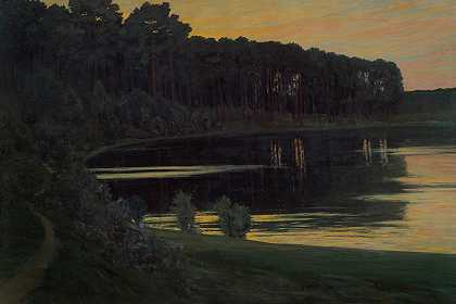格鲁内瓦尔德湖`Lake Grunewald (1895) by Walter Leistikow