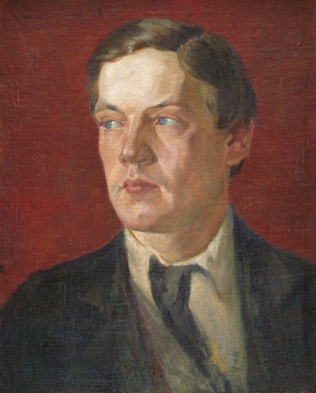 瑞典画家古斯塔夫·沃尔马的肖像`Portræt af den svenske maler Gustaf Wolmar (1902) by Johan Rohde