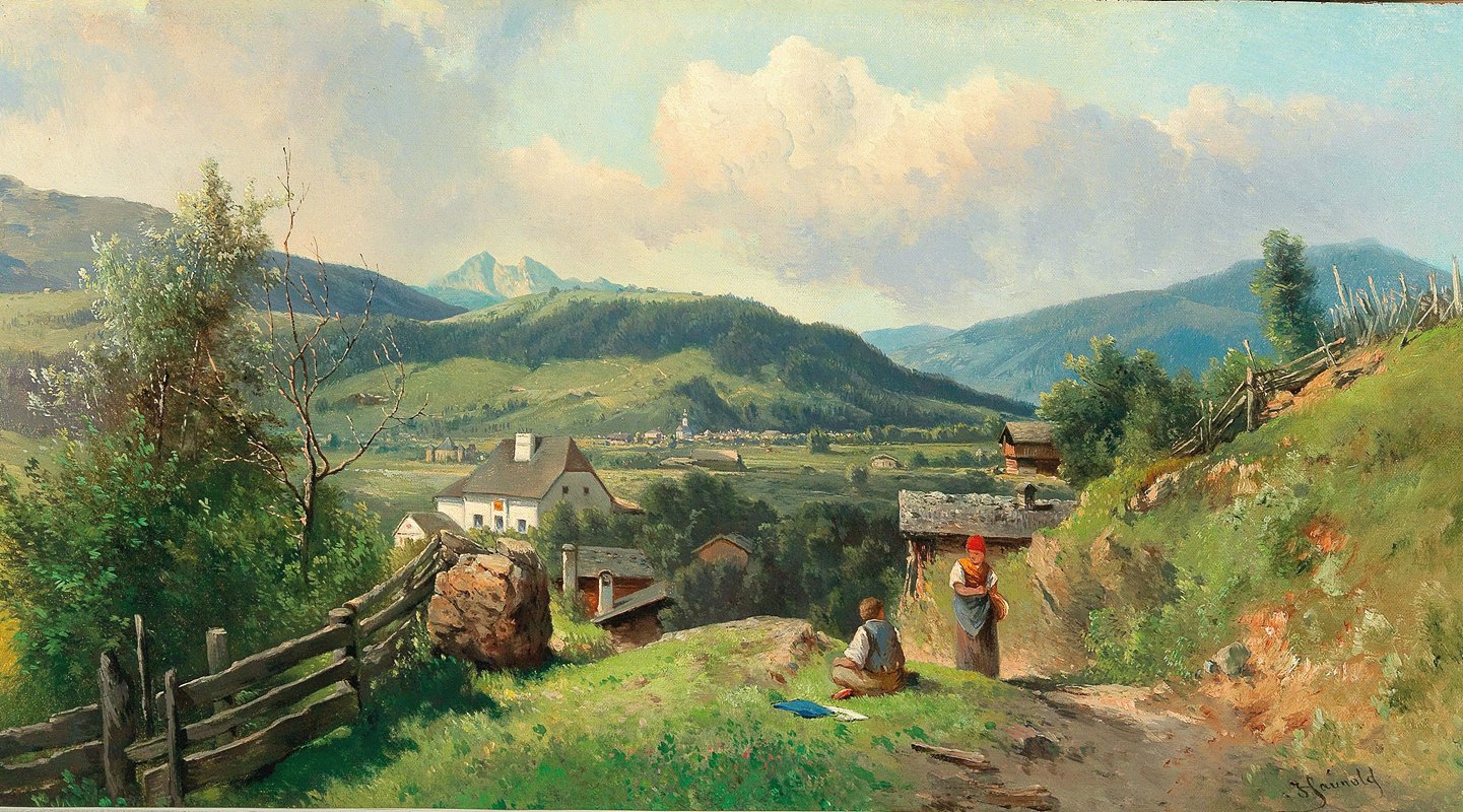 庞高拉德施塔特景观`A view of Radstadt im Pongau by Carl Franz Emanuel Haunold