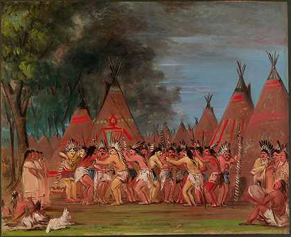 酋长之舞，提顿河口`Dance of The Chiefs, Mouth of The Teton River (1832~1833) by George Catlin