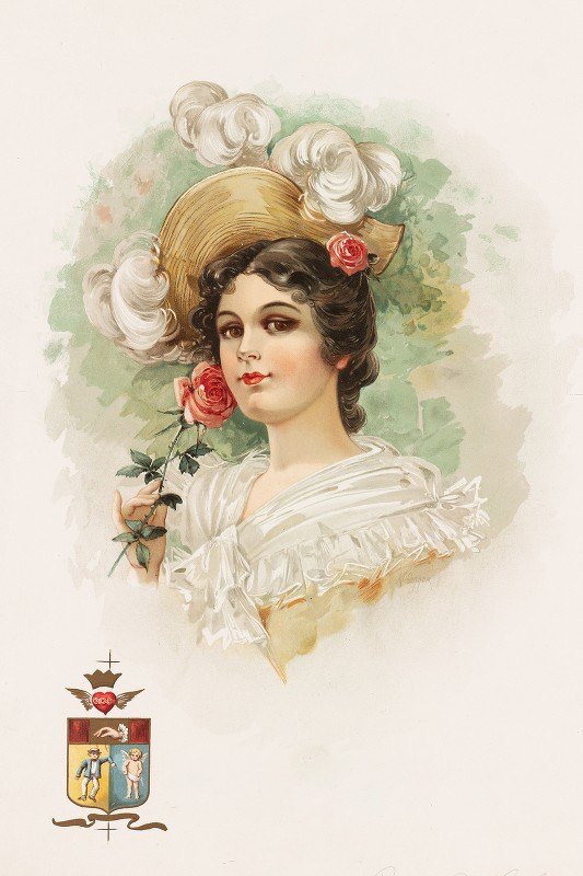 戴粉红玫瑰的年轻女子`Young Woman with Pink Roses (ca. 1861–1897) by Katherine Connor