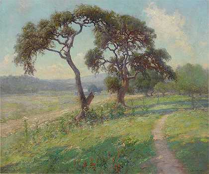 无标题（德克萨斯州丘陵乡村景观）`Untitled (Texas Hill Country Landscape) (circa 1915~1916) by Julian Onderdonk