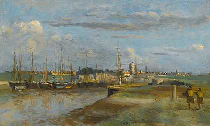敦刻尔克后端端口`Dunkerque; Larrière~Port (1857) by Jean-Baptiste-Camille Corot