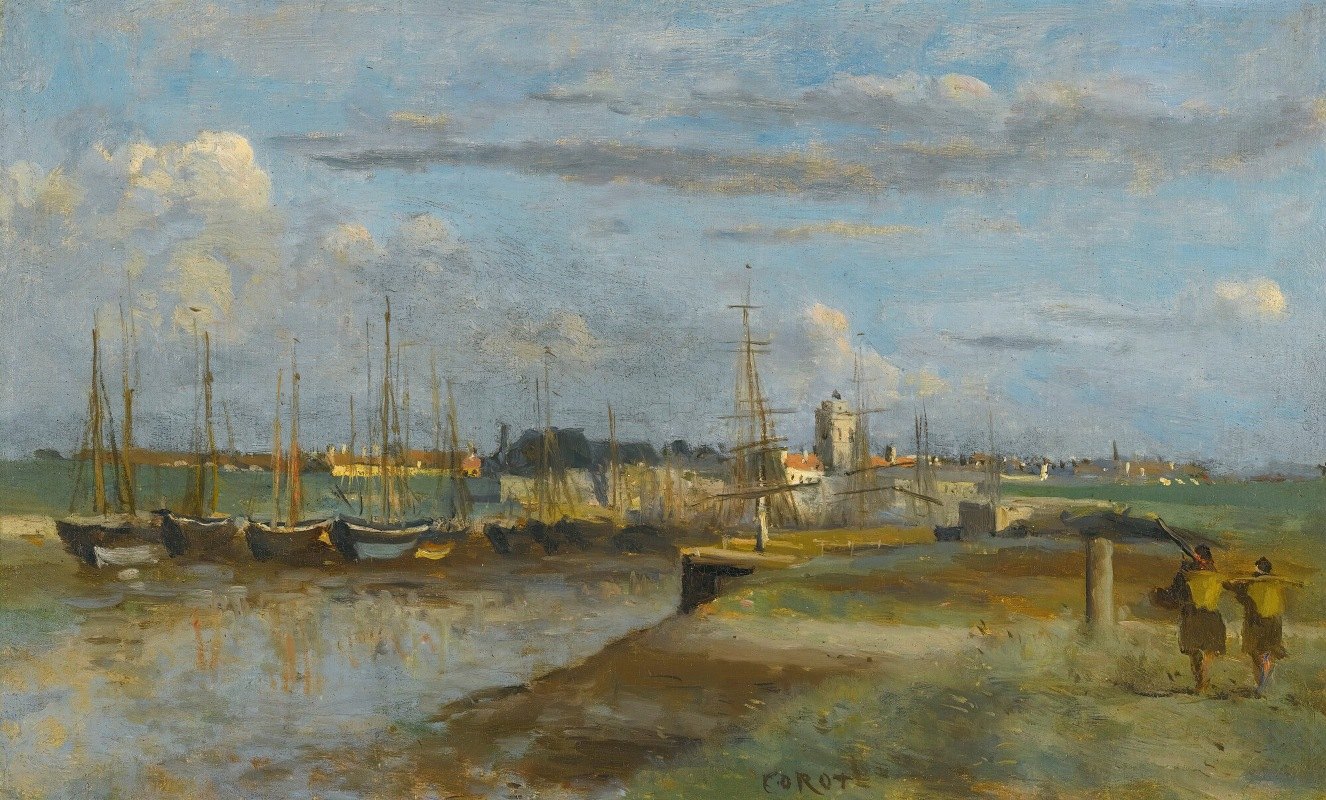敦刻尔克后端端口`Dunkerque; Larrière~Port (1857) by Jean-Baptiste-Camille Corot
