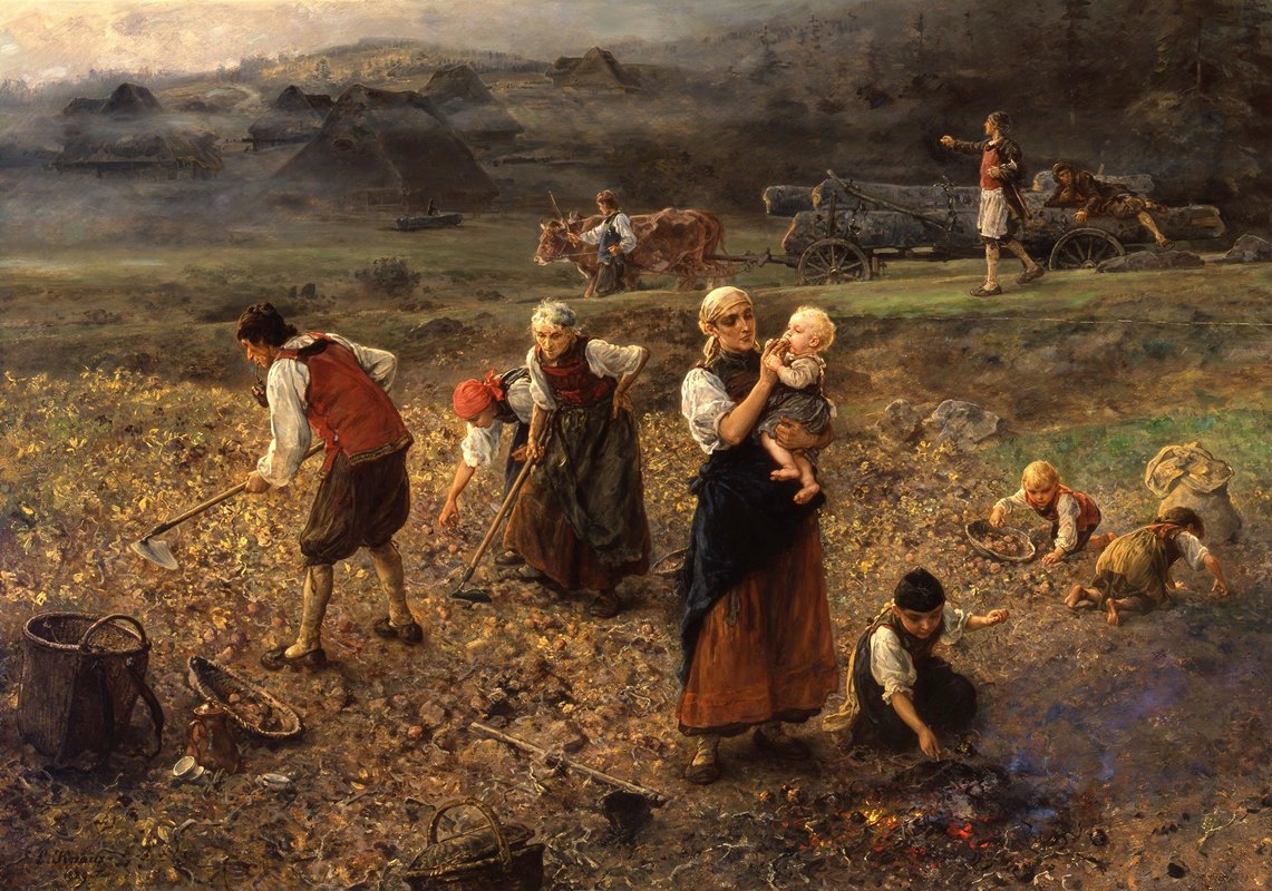 马铃薯收获`Potato harvest (1889) by Ludwig Knaus