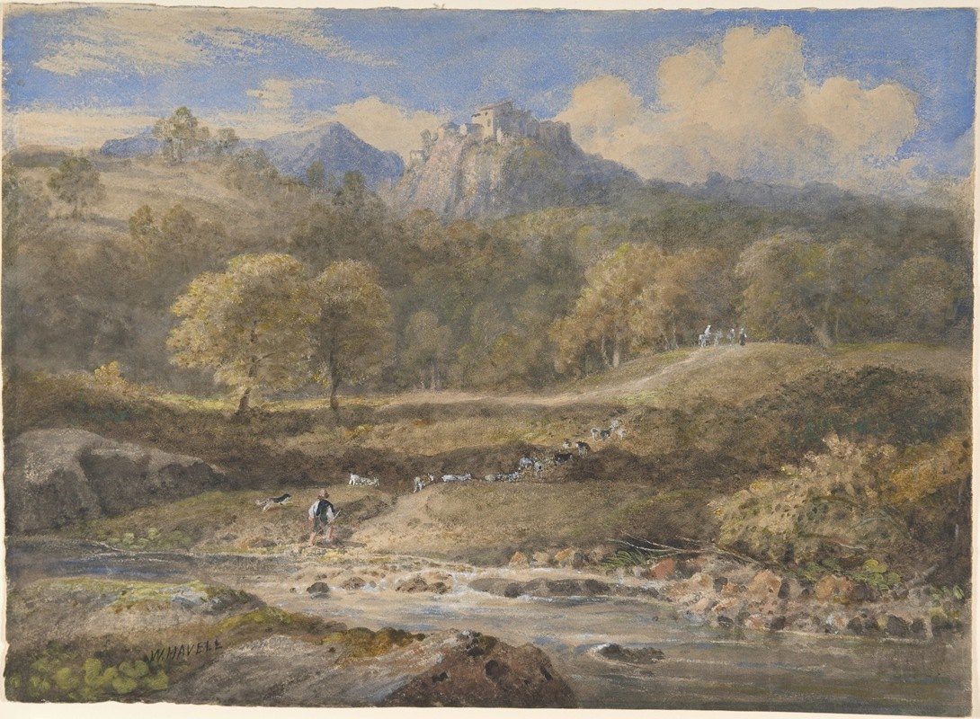罗马附近的利琴萨霍勒斯s别墅`Licenza, near Rome; Horaces Villa (ca. 1828–29) by William Havell