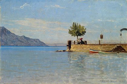 特里泰特码头`The Pier At Territet (1886) by François Bocion