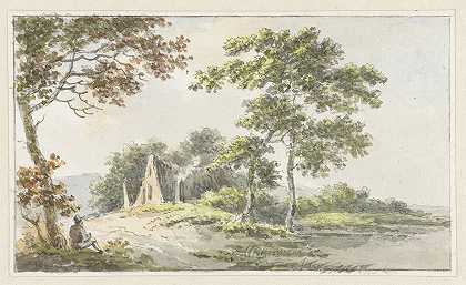 带休息步行器的景观`Landschap met rustende wandelaar (1700 ~ 1800) by Cecilia Barbiers