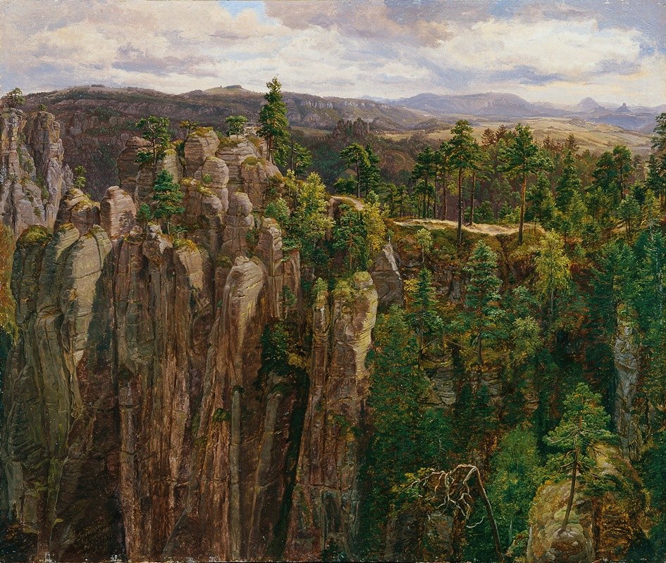 在易北河砂岩山脉`Im Elb~Sandsteingebirge (1841) by Anton Schiffer