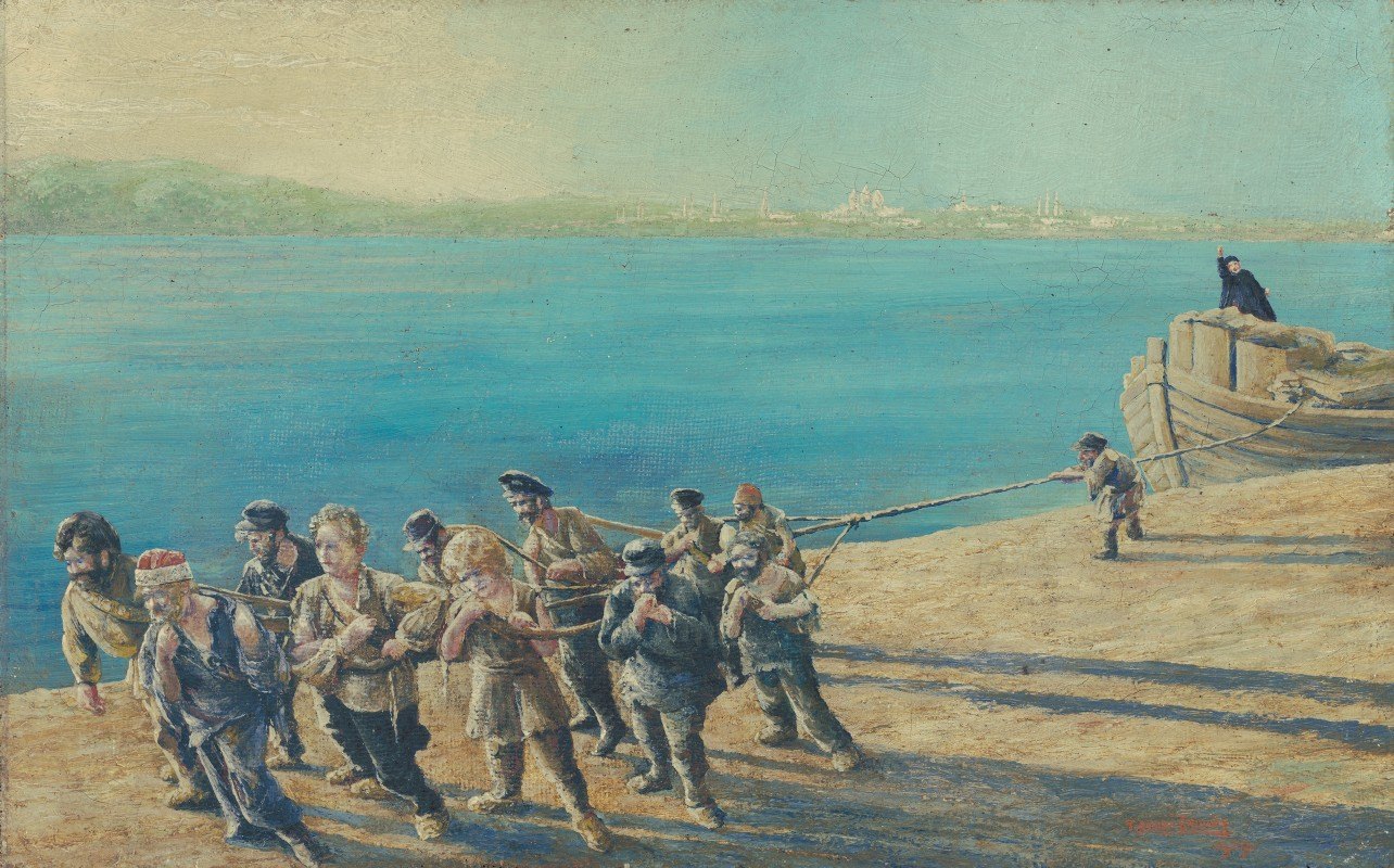 伏尔加河上的伯拉克`Burlaks On The Volga (1929) by Tomáš Andraškovič