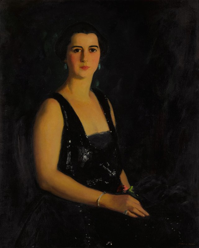 亚瑟·邦德·塞西尔夫人的肖像`Portrait of Mrs. Arthur Bond Cecil (1925) by Robert Henri