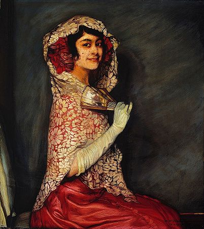 惊喜`Surprise (ca. 1910) by Ignacio Zuloaga