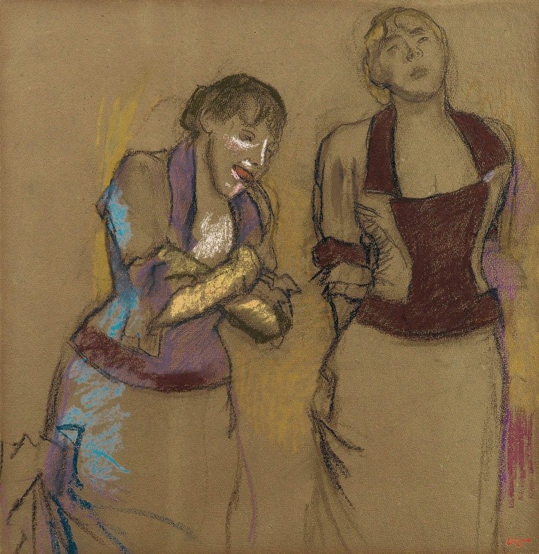 在咖啡馆音乐会上，两个歌手`Au Café~Concert, Deux Chanteuses (1878~1880) by Edgar Degas