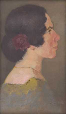 艺术家乔纳什·奥瓦肖像研究`Study for the Portrait of the Artist Jonášová (1900–1905) by Milan Thomka Mitrovský