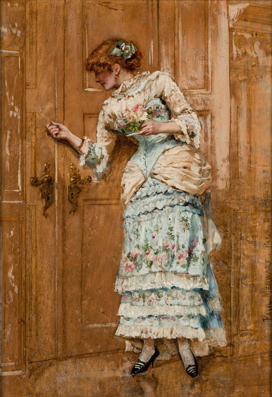 女人的肖像`Portrait of a Woman (1881) by Paweł Józef Merwart