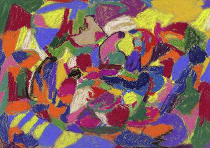 抽象构图，1930年`Abstract Composition, 1930 by Adolf Holzel