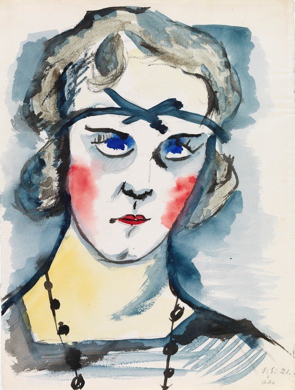 红脸女人`Woman With Red Cheeks (1921) by Sulho Sipilä