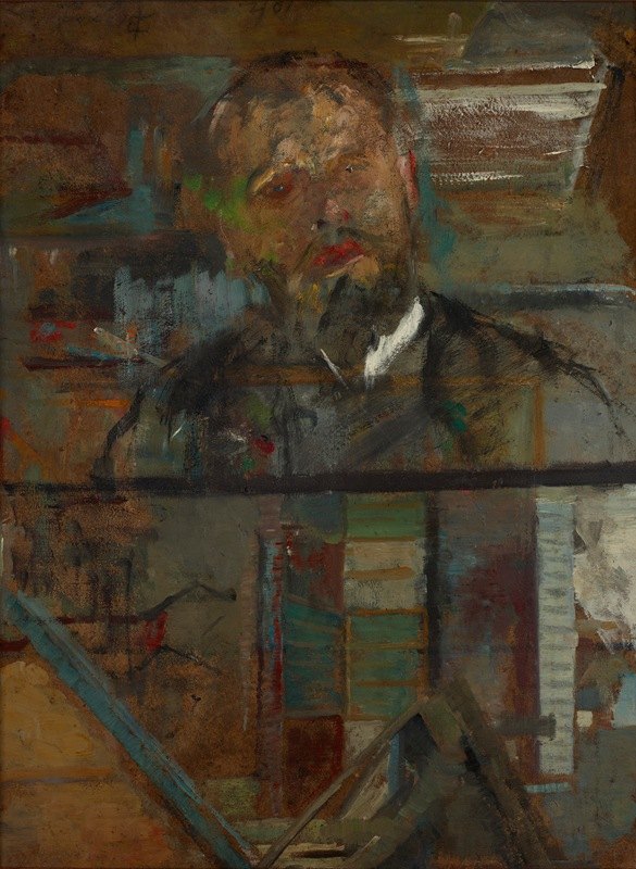一个男人的素描肖像`Sketch Portrait of a Man (1905) by Olga Boznanska