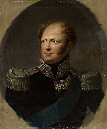 沙皇亚历山大一世肖像`Portrait of Tsar Alexander I by Franciszek Ksawery Lampi