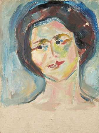 模特肖像`Portrait of Model (1922–23) by Edvard Munch