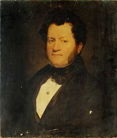 肖像d霍姆。`Portrait dhomme. (1836) by Hendrik Scheffer