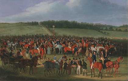 Epsom种族投注站`Epsom Races; The Betting Post (1834 ~ 1835) by James Pollard