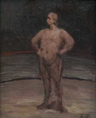 摔跤手`The Wrestler (1865~1870) by Honoré Daumier