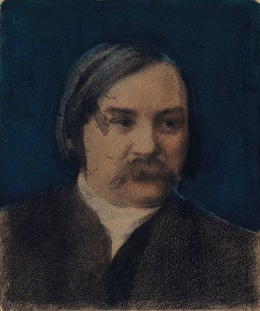 查尔斯·阿塞利诺肖像`Portrait de Charles Asselineau (1833~1914) by Félix Bracquemond