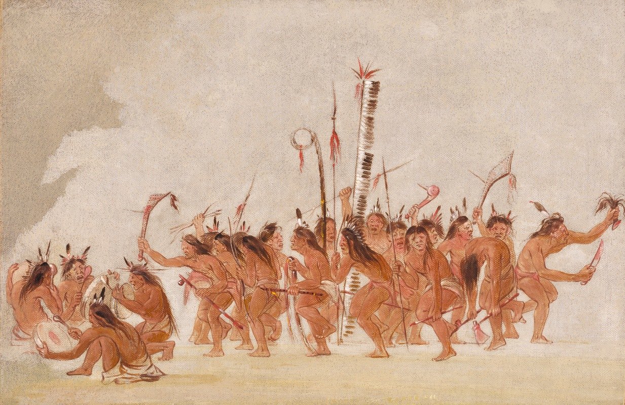 勇敢者跳舞，Ojibwa`Braves Dance, Ojibwa (1835~1837) by George Catlin