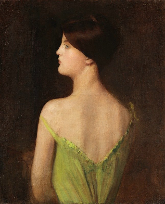 女人的肖像`Portrait of a woman (1890) by Louis Picard