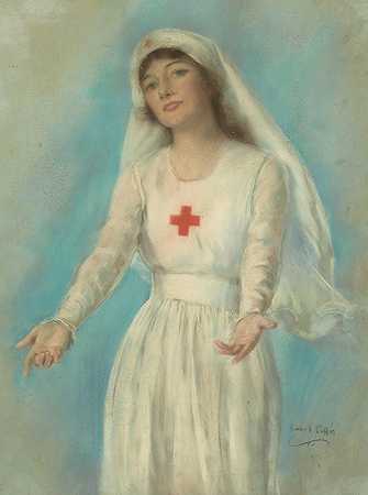 红十字会护士`Red Cross Nurse (1919) by Haskell Coffin