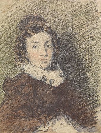 女孩肖像研究`Portrait Study of a Girl (ca. 1823) by William Henry Hunt