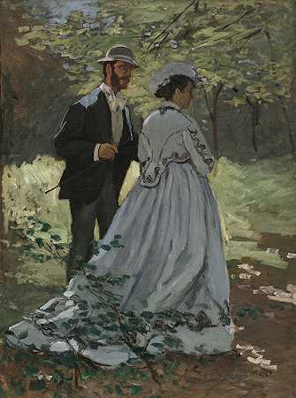 Bazille和Camille（草地午餐研究）`Bazille and Camille (Study for Déjeuner sur lHerbe ) (1865) by Claude Monet