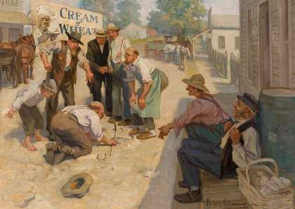 美国乡村生活，麦片粥广告插画`Country Life in America, Cream of Wheat ad illustration (1906) by Fletcher Charles Ransom