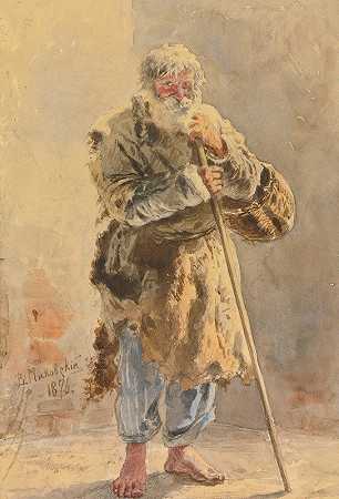 农奴画像`Portrait of a serf (1876) by Vladimir Egorovich Makovsky