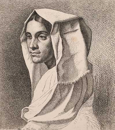 意大利农家女孩`Italiensk bondepige (1850 – 1851) by Vilhelm Kyhn